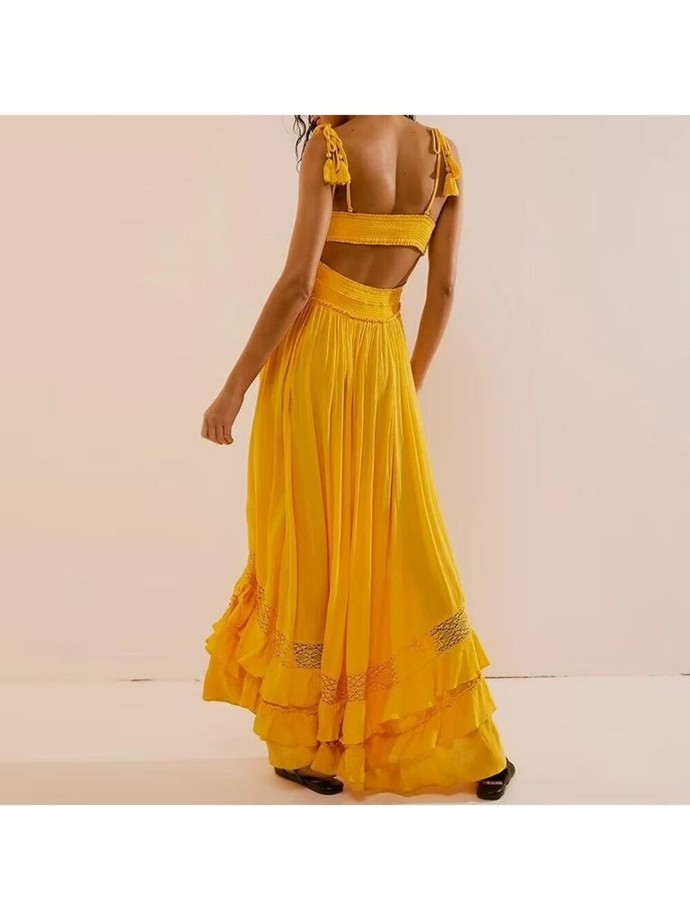 NWT Free People Santa Maria Maxi in Citrus Ave Orange Crochet Lace Trim Dress S - Picture 3 of 8